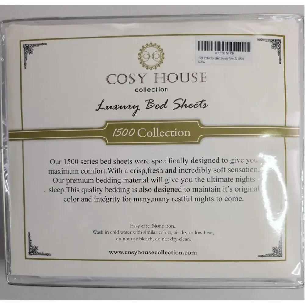 Cosy House 1500 Collection Bed Sheet Set Twin XL White 3 Piece Deep Pocket